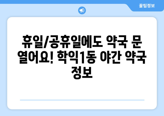 인천시 미추홀구 학익1동 24시간 토요일 일요일 휴일 공휴일 야간 약국