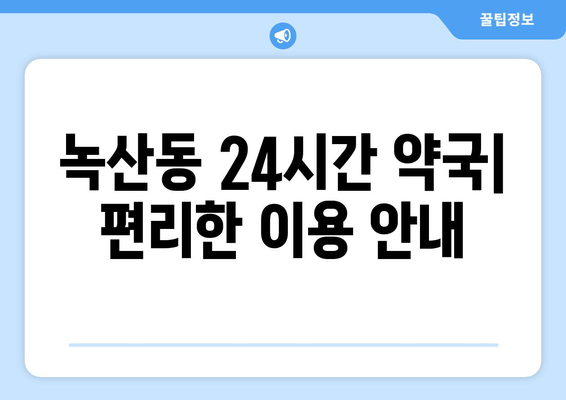 부산시 강서구 녹산동 24시간 토요일 일요일 휴일 공휴일 야간 약국