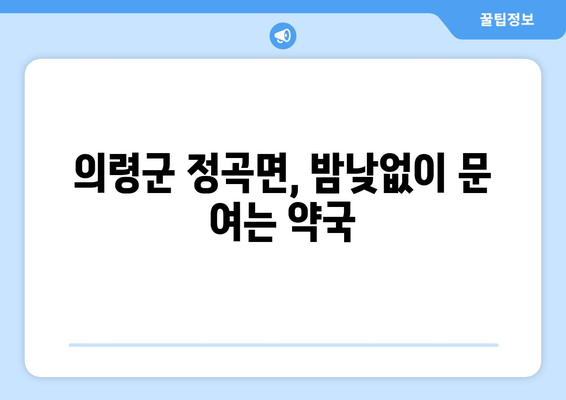 경상남도 의령군 정곡면 24시간 토요일 일요일 휴일 공휴일 야간 약국