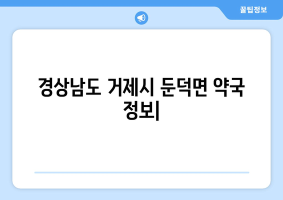 경상남도 거제시 둔덕면 24시간 토요일 일요일 휴일 공휴일 야간 약국