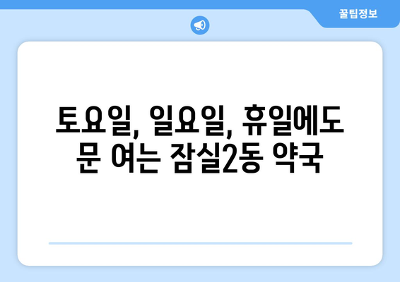 서울시 송파구 잠실2동 24시간 토요일 일요일 휴일 공휴일 야간 약국