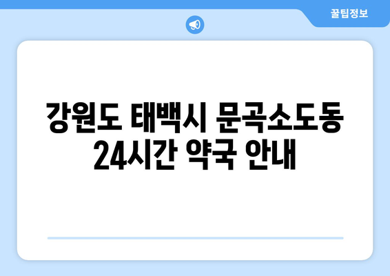 강원도 태백시 문곡소도동 24시간 토요일 일요일 휴일 공휴일 야간 약국