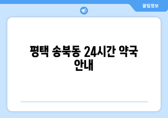 경기도 평택시 송북동 24시간 토요일 일요일 휴일 공휴일 야간 약국