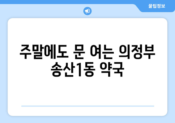 경기도 의정부시 송산1동 24시간 토요일 일요일 휴일 공휴일 야간 약국