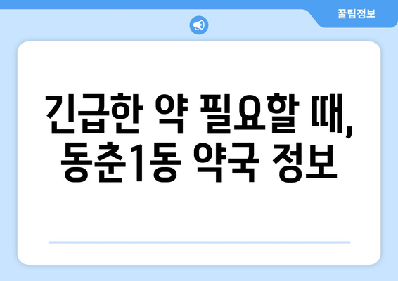 인천시 연수구 동춘1동 24시간 토요일 일요일 휴일 공휴일 야간 약국