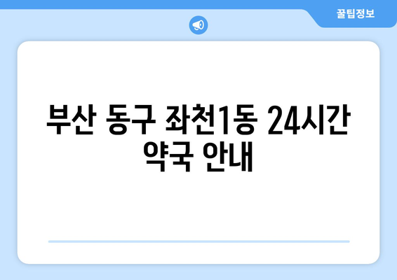 부산시 동구 좌천1동 24시간 토요일 일요일 휴일 공휴일 야간 약국