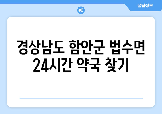 경상남도 함안군 법수면 24시간 토요일 일요일 휴일 공휴일 야간 약국