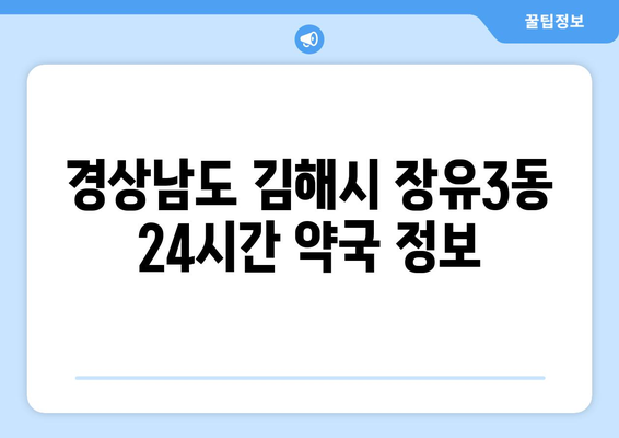 경상남도 김해시 장유3동 24시간 토요일 일요일 휴일 공휴일 야간 약국