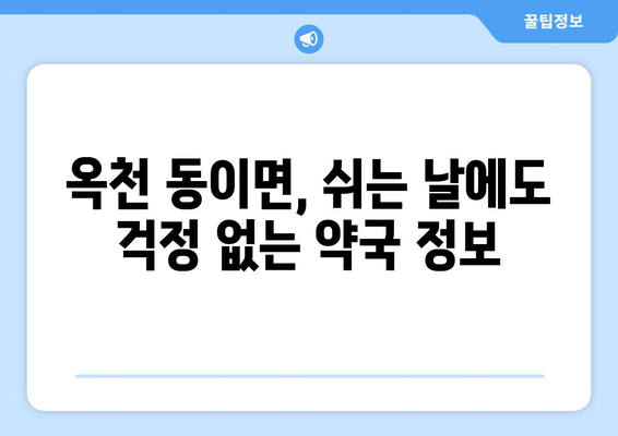 충청북도 옥천군 동이면 24시간 토요일 일요일 휴일 공휴일 야간 약국