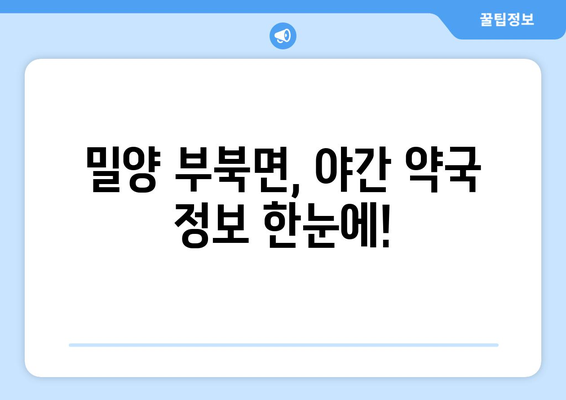 경상남도 밀양시 부북면 24시간 토요일 일요일 휴일 공휴일 야간 약국