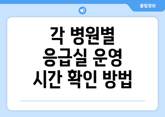 각 병원별 응급실 운영 시간 확인 방법