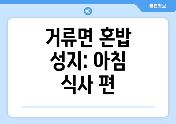 거류면 혼밥 성지: 아침 식사 편