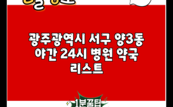 광주광역시 서구 양3동 야간 24시 병원 약국 리스트