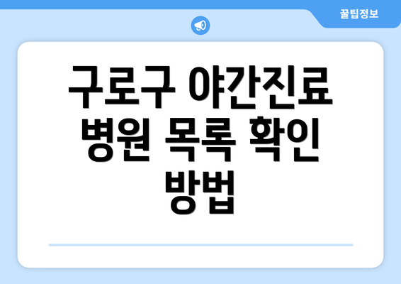 구로구 야간진료 병원 목록 확인 방법