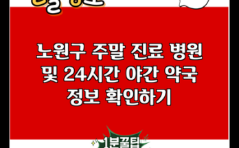 노원구 주말 진료 병원 및 24시간 야간 약국 정보 확인하기