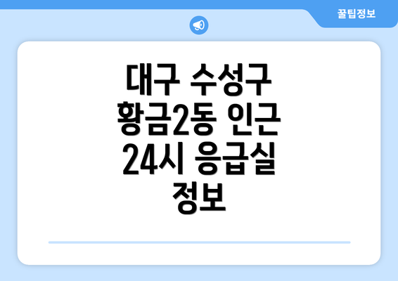 대구 수성구 황금2동 인근 24시 응급실 정보