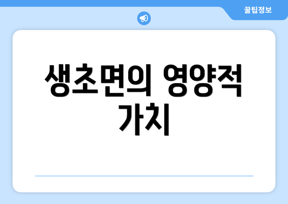 생초면의 영양적 가치