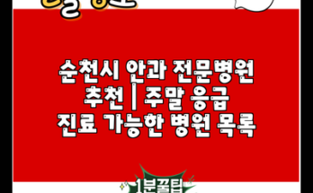 순천시 안과 전문병원 추천 | 주말 응급 진료 가능한 병원 목록