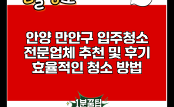 안양 만안구 입주청소 전문업체 추천 및 후기 효율적인 청소 방법