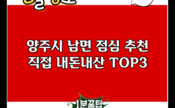 양주시 남면 점심 추천 직접 내돈내산 TOP3