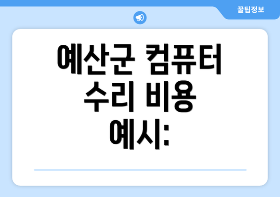 예산군 컴퓨터 수리 비용 예시: