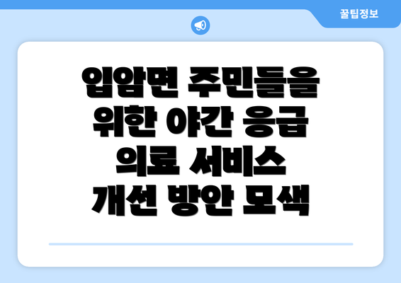 입암면 주민들을 위한 야간 응급 의료 서비스 개선 방안 모색