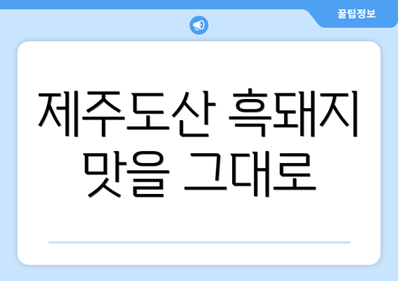 제주도산 흑돼지 맛을 그대로