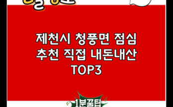 제천시 청풍면 점심 추천 직접 내돈내산 TOP3