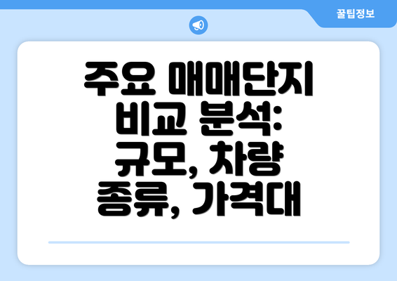 주요 매매단지 비교 분석:  규모, 차량 종류, 가격대