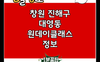 창원 진해구 대영동 원데이클래스 정보