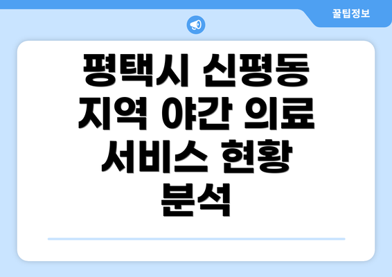 평택시 신평동 지역 야간 의료 서비스 현황 분석