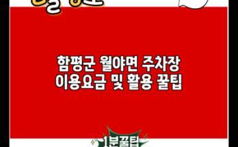 함평군 월야면 주차장 이용요금 및 활용 꿀팁